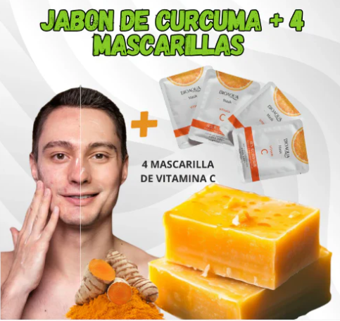 JABON DE CURCUMA + 4 MASCARILLAS DE VITAMINA C